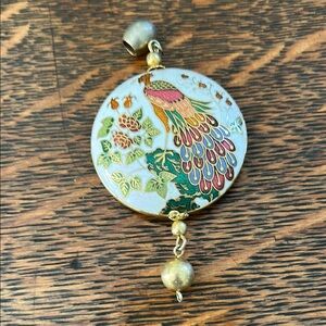 Elegant Peacock Pendant with Gold Accents